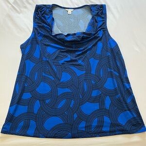 Cato Blue and Black Scoop Neck Blouse